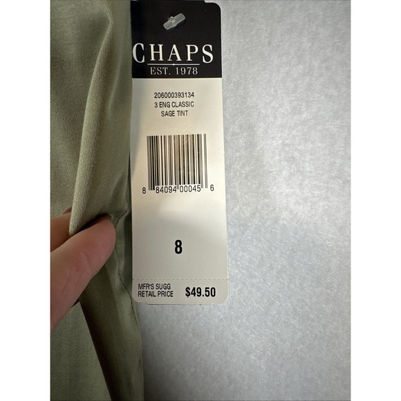 Chaps Womens Green Sage Tint Straight‎ Leg Classic Pant Size 8 NWT - Picture 2 of 8